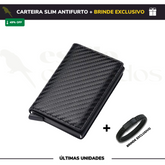 Carteira Slim Carbon em Couro + BRINDE (últimas unidades)