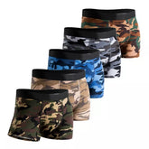 Kit com 5 Cuecas Camufladas Boxer Premium em Algodão