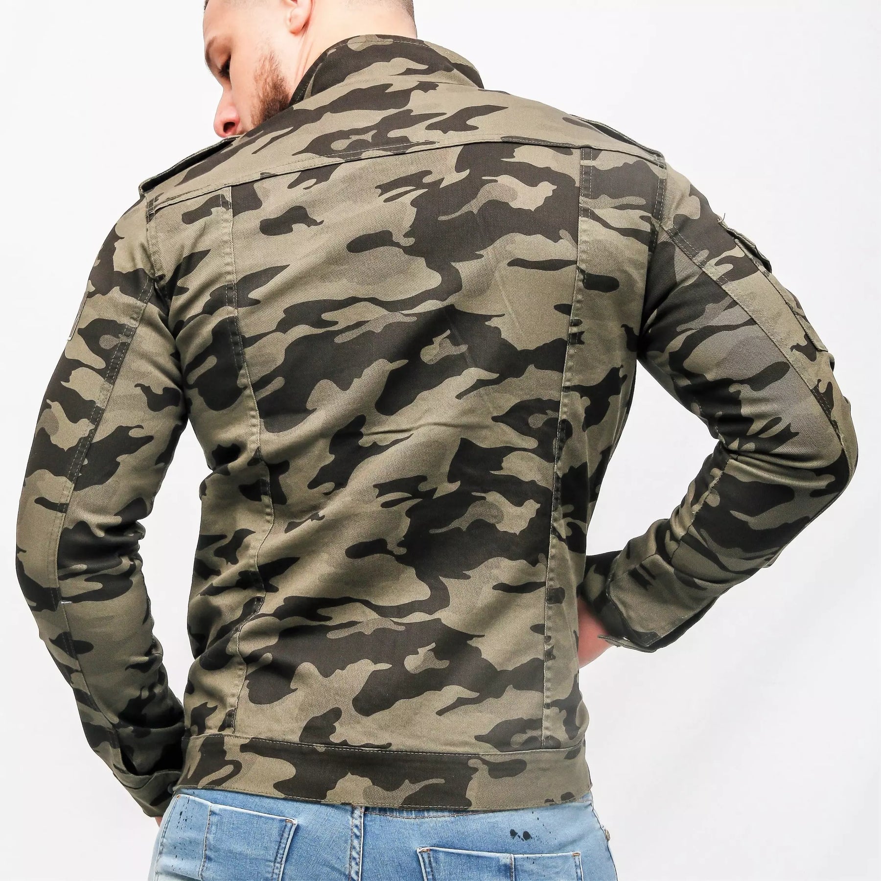 Jaqueta Casaco Jeans Camuflado Masculino Força Nacional