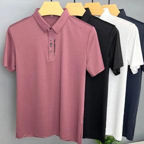 Camisa Polo Masculina de Seda Gelada